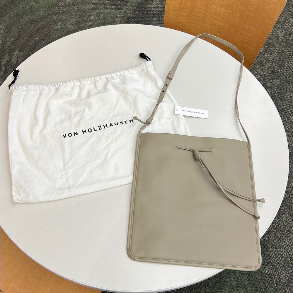NEW with tag Von Holzhausen the sac bag purse vegan leather bamboo in stone gray - Picture 5 of 16